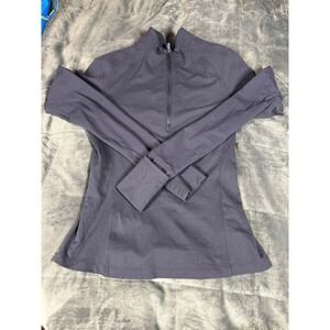 Lululemon Quarter Zip Pullover Top Size 2‎ Navy Blue Athletic Long Sleeve